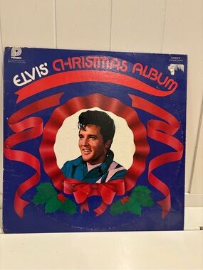 Elvis Christmas Album - Vintage Blue & Red Holiday Cover